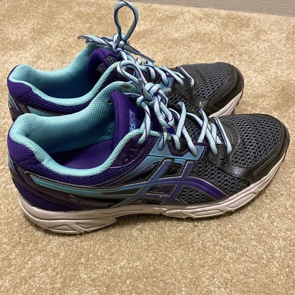 Women’s Grey & Purple ASICS Running Shoe 9.5 - Picture 1 of 6
